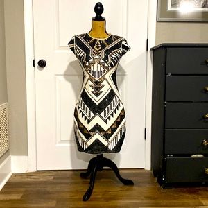 Express black and gold sequins cocktail dress